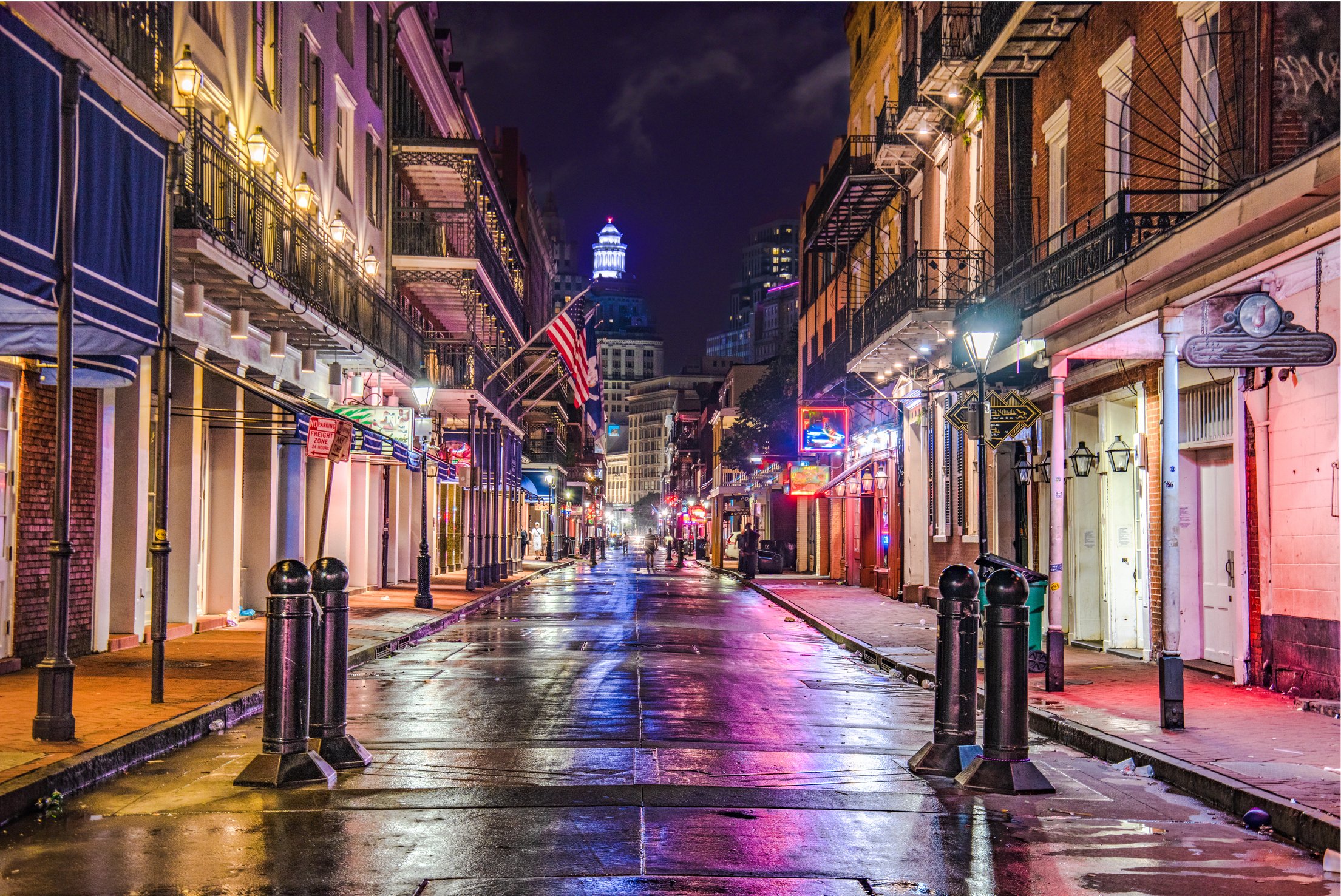 Bourbon Street in Downtown New Orleans, Louisiana, USA